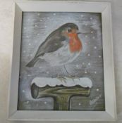 Watercolour of a robin by Colin Carr 13