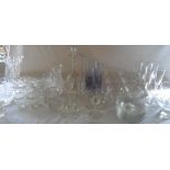 Various glassware inc claret decanter an