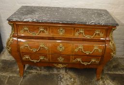 Louis XV style bombe commode with marble