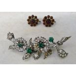 Silver brooch with coloured stones & pai
