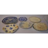 Large willow pattern meat dish, Spode pl