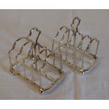 Pair of silver toast racks, London 1909