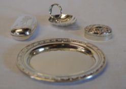 Miniature silver tray, silver golfing te