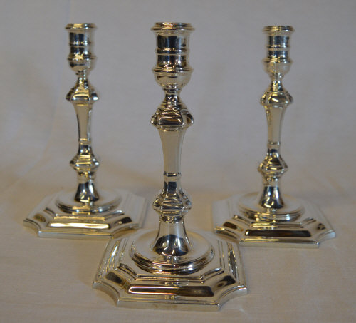 3 silver candlesticks, Birmingham 1976,