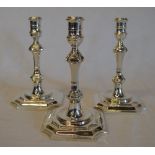 3 silver candlesticks, Birmingham 1976,