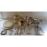 Various silver plate inc biscuit barrel,