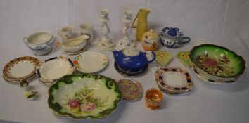 Ceramics including Old Foley candlestick