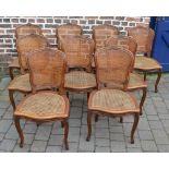 Set 9 French bergere dining chairs