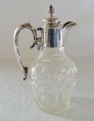 Cut glass and silver mounted claret jug