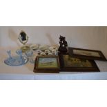 Various ceramics, blue glass dressing ta