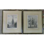 Two etchings by B Howlett 'Louth Steeple