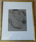 Charcoal drawing of a nude signed Sidney