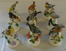 9 Franklin Mint porcelain bird bells by