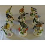 9 Franklin Mint porcelain bird bells by