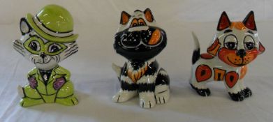 3 Lorna Bailey cat figures