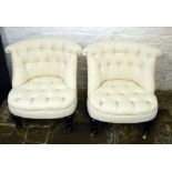 Pair of cream Victorian style tub chairs