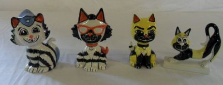 4 Lorna Bailey cat figures