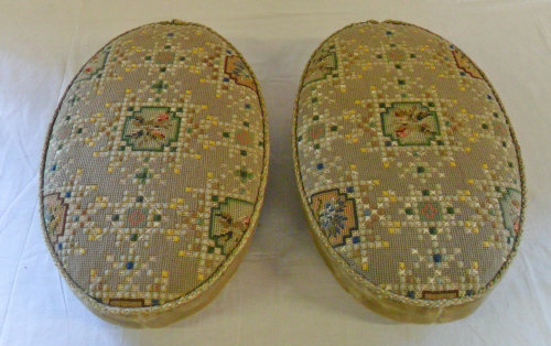 Pair of Victorian embroidered footstools