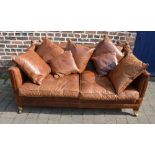 Duresta leather knoll sofa with scatter