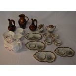 19th cent tea pot, cups, saucers & other