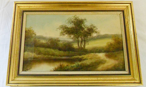 Oil on board of a countryside scene by H