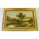 Oil on board of a countryside scene by H