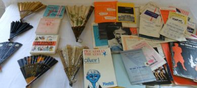 Assorted old theatre programmes, fans &