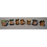 7 Royal Doulton miniature character jugs