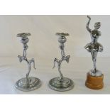 Art Deco chrome ballerina & pair of Art