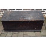 Large pine blanket box with painted init