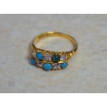 18ct gold turquoise & diamond ring, approx 0.50ct diamonds, size Q