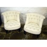 Pair of cream Victorian style tub chairs