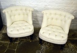 Pair of cream Victorian style tub chairs