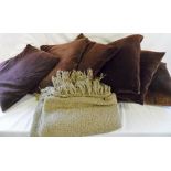 6 purple John Lewis velvet cushions & ta