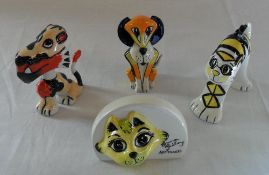 4 Lorna Bailey Cat figures