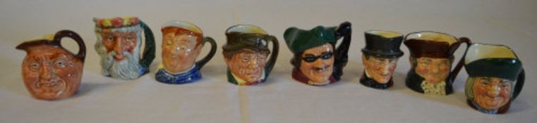 8 Royal Doulton miniature character jugs