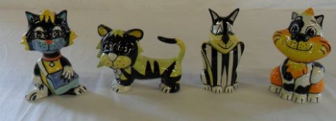 4 Lorna Bailey Cat figures