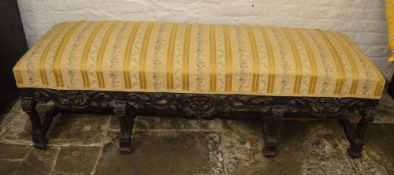 17th c. style rectangular oak stool with