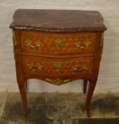 Small French marble top 2 drawer commode