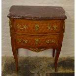 Small French marble top 2 drawer commode