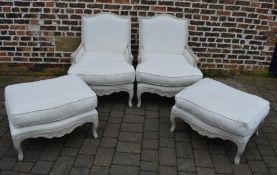 Pair of French style armchairs & matchin