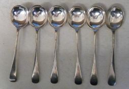 6 silver soup spoons Sheffield 1929 Make