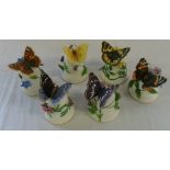 6 Franklin Mint porcelain butterfly bell