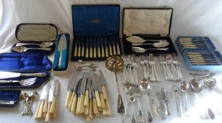 Various silver plate inc cutlery, cased