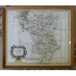 Framed Robert Morden map of Derbyshire