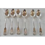 Set of 6 silver shell pattern teaspoon w