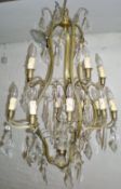Gilt metal chandelier with 14 branches o