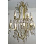 Gilt metal chandelier with 14 branches o