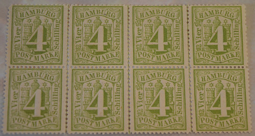 Hamburg 1864 45 perf 13.5 watermark pape