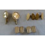 Pair of 9ct gold cufflinks & 2 pairs of